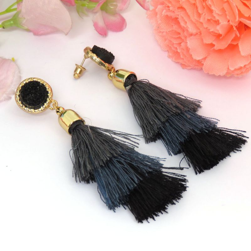 oussum Three Layer Thread Tassel Fashion Earrings For Womens oussum Three Layer Thread Tassel Fashion Earrings For Womens