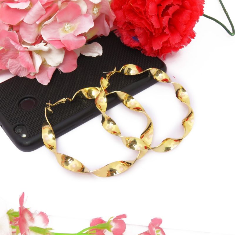 Oussum Twisted Hoop Metal Round Earrings For Women Jewelry
