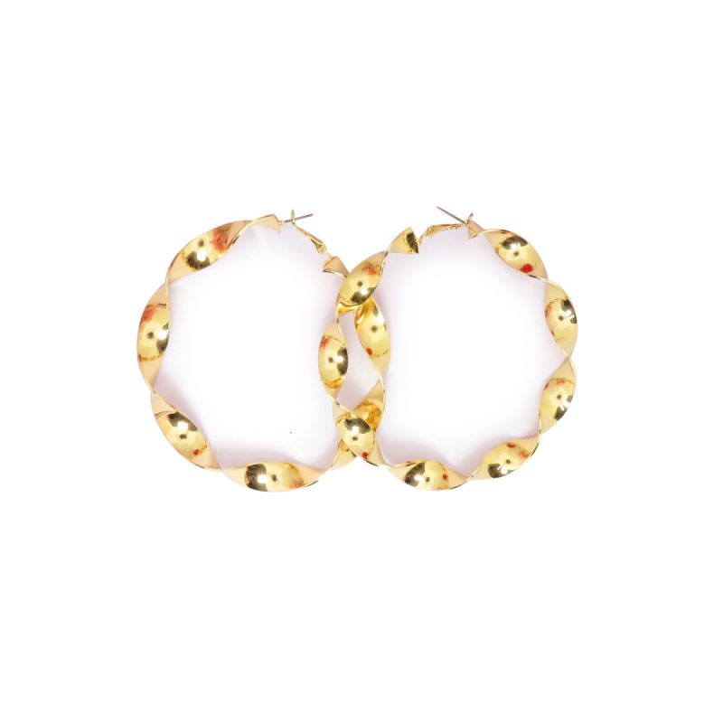Oussum Twisted Hoop Metal Round Earrings For Women Jewelry