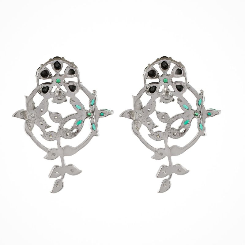 Oussum White CZ Leaf Shape Earrings Flower Earring Jewelry Ear Stud For Wedding Gift