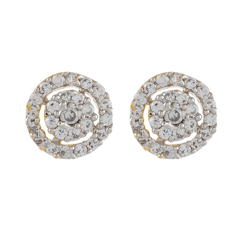 Oussum White Round Cubic Zirconia Cluster Earring Jewelry Ear Stud Earrings For Women