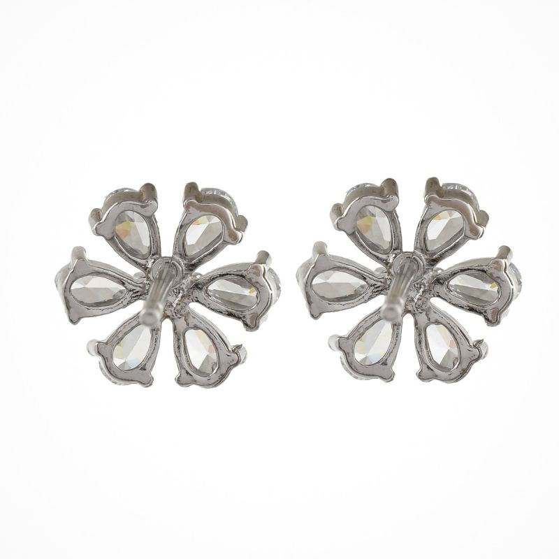 Oussum Women Charm Flower Cluster Earring CZ Pear Cut Lady Ear Stud Earrings Jewelry