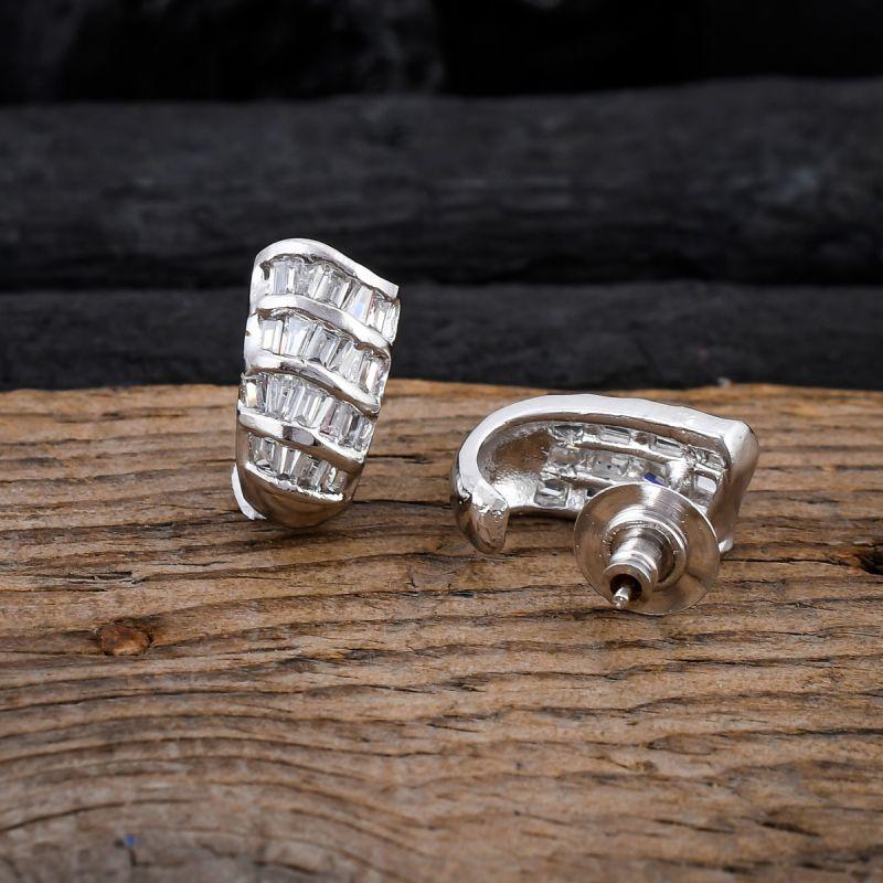 oussum Women Cluster Earring Jewelry for Valentine Gift Baguette Stone Ear Stud Earring