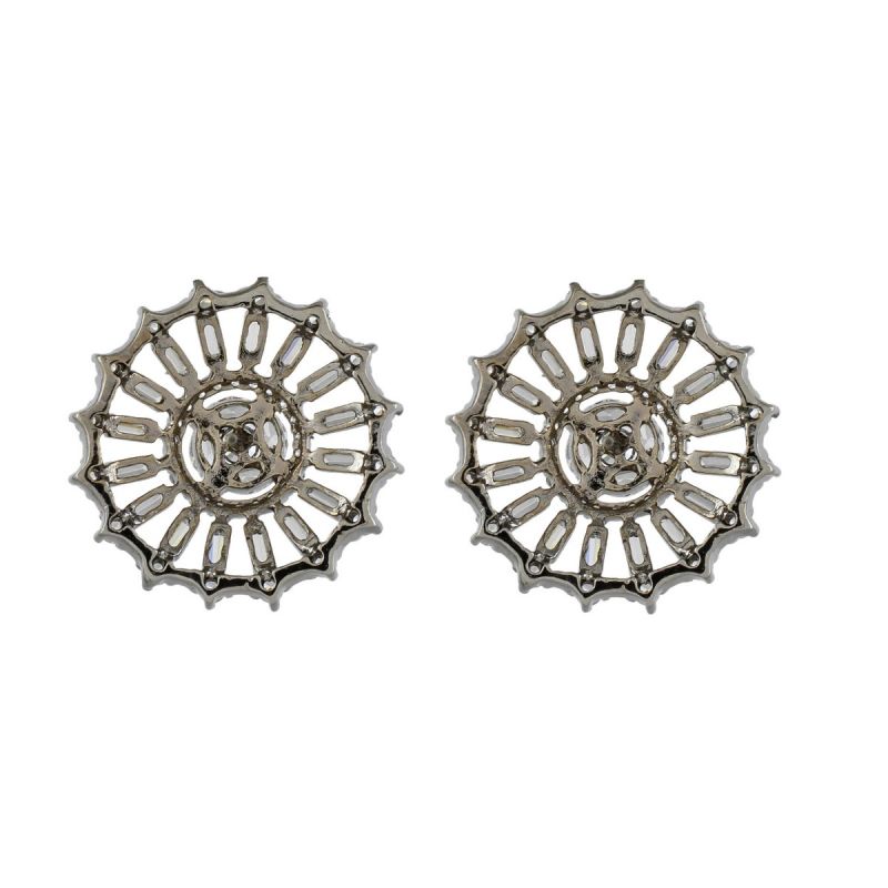 Oussum Women Cubic Zirconia Oval Round Buguette Geometric Stud Earring For Gift