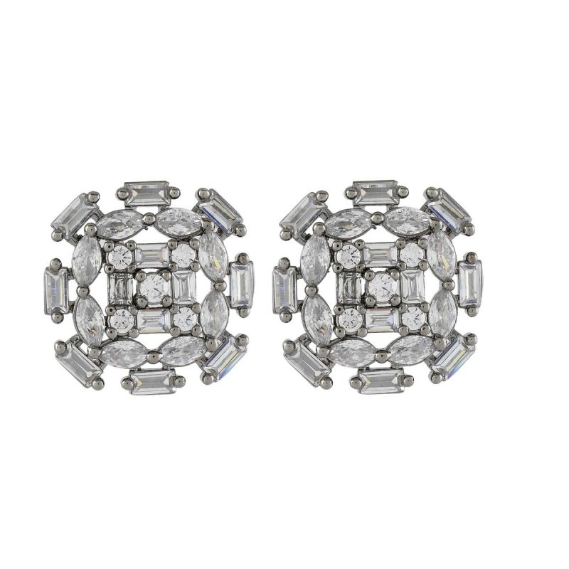 Oussum Women Cubic Zirconia Oval Round Buguette Women Stud Earring For Gift