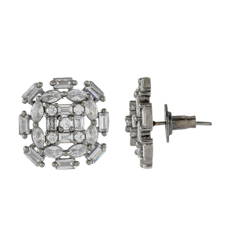 Oussum Women Cubic Zirconia Oval Round Buguette Women Stud Earring For Gift