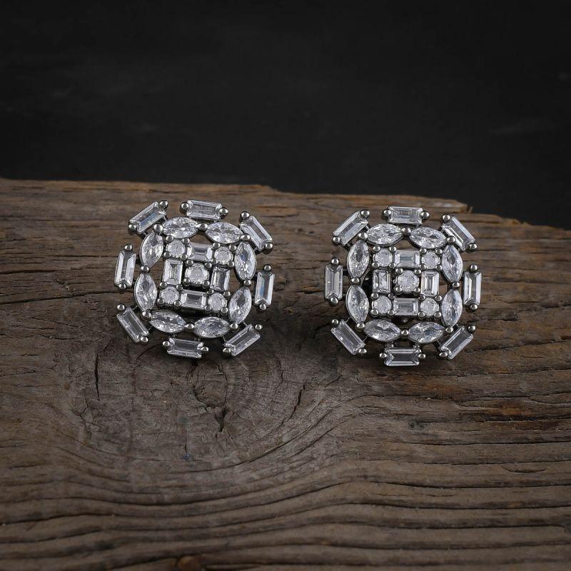 oussum Women Cubic Zirconia Oval Round Buguette Women Stud Earring For Gift