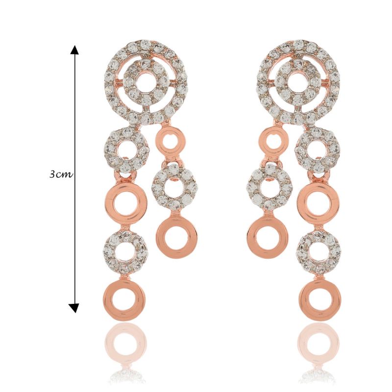 Oussum Women Cubic Zirconia Rose Gold Plated Necklace With Earrings