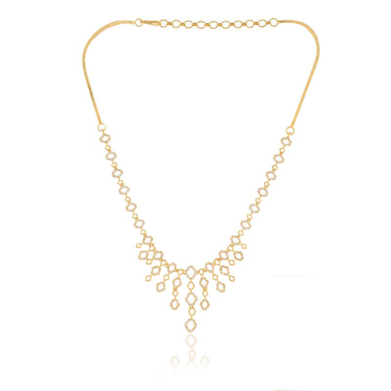 Oussum Women CZ Brass Alloy Gold Plated Cubic Zirconia Necklace Set