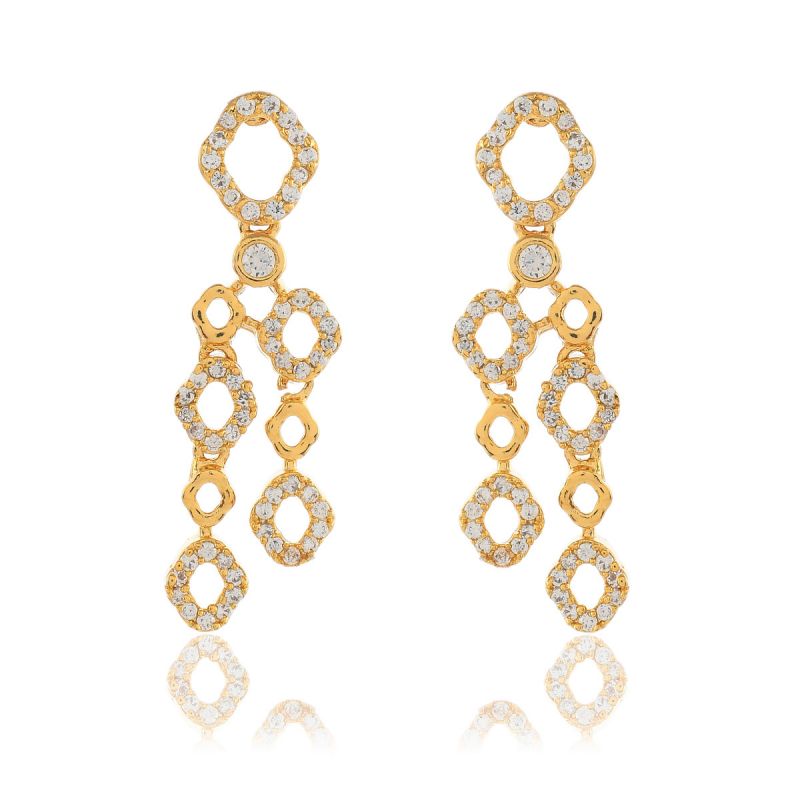 Oussum Women CZ Brass Alloy Gold Plated Cubic Zirconia Necklace Set