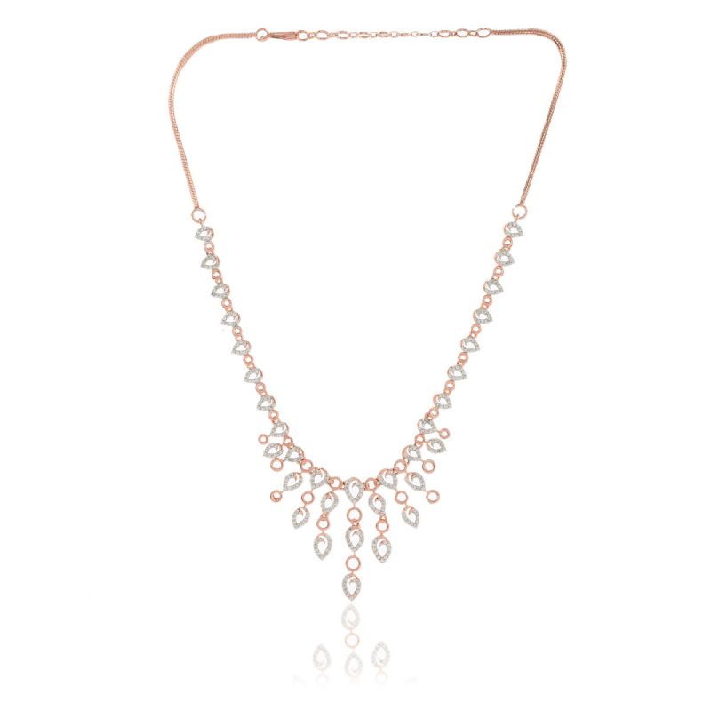 Oussum Women CZ Diamond Rose Gold Plated Necklace Set For Christmas