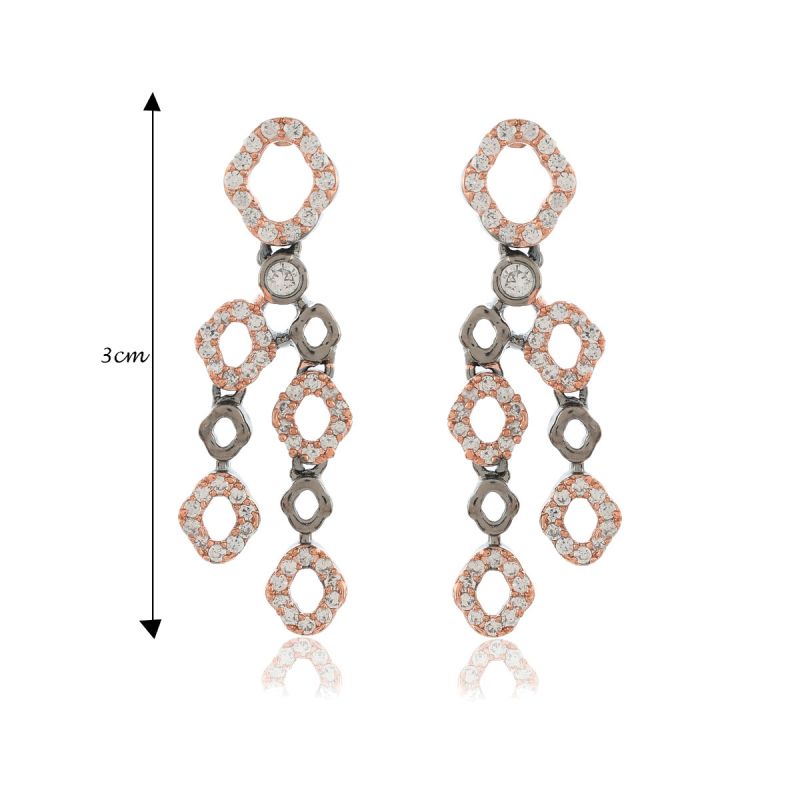 Oussum Women CZ Rose Gold Plated Round Shape Necklace With Earrings