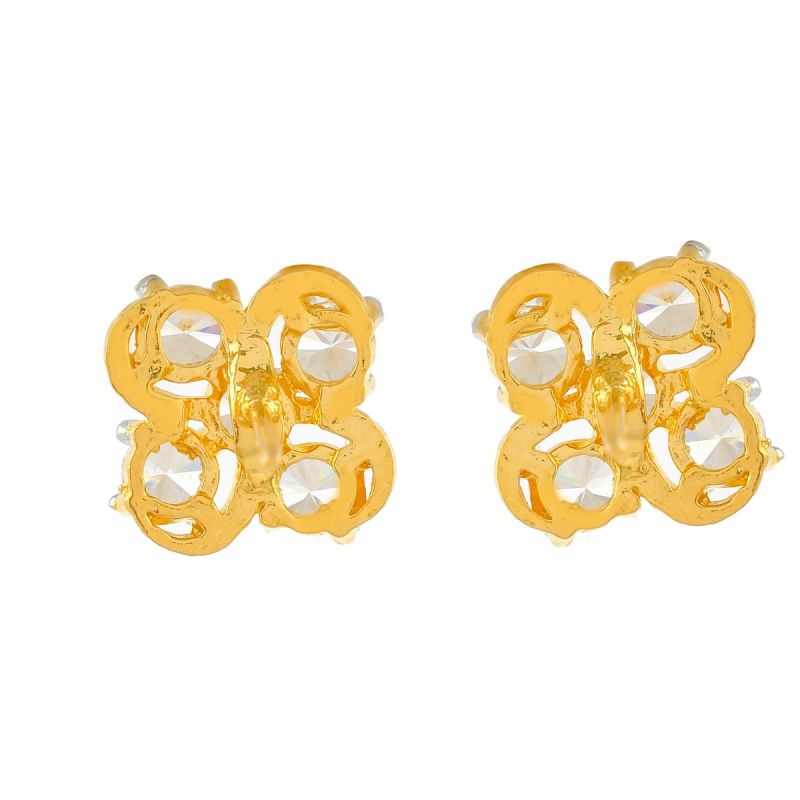 Oussum Women CZ White Cubic Zirconia Cluster Flower Shaped Stud Earrings Jewelry