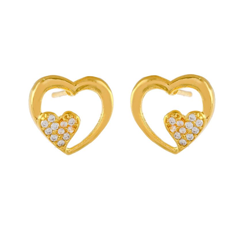Oussum Women CZ White Cubic Zirconia Heart Love Shaped Stud Earrings Jewelry