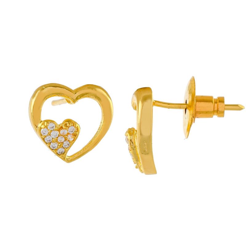 Oussum Women CZ White Cubic Zirconia Heart Love Shaped Stud Earrings Jewelry