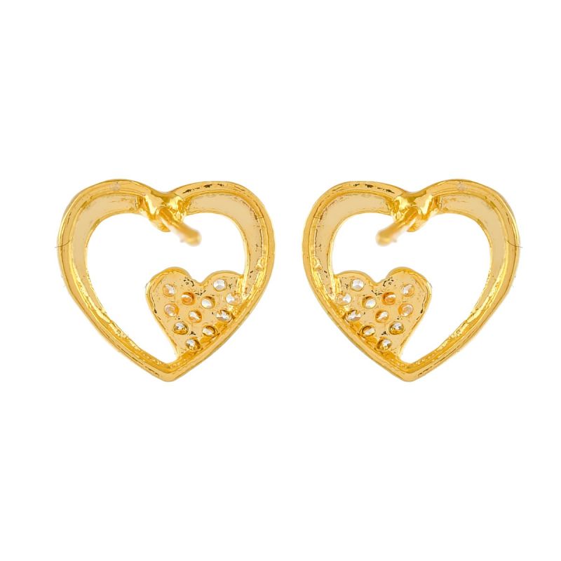 Oussum Women CZ White Cubic Zirconia Heart Love Shaped Stud Earrings Jewelry