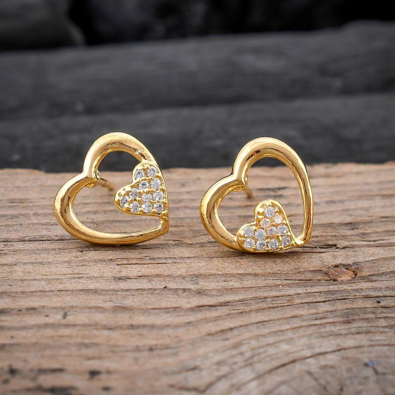 oussum Women CZ White Cubic Zirconia Heart Love Shaped Stud Earrings Jewelry