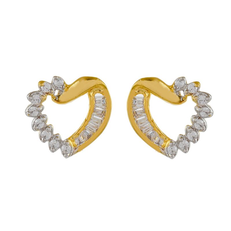 Oussum Women CZ White Cubic Zirconia Heart Shaped Stud Earrings Jewelry