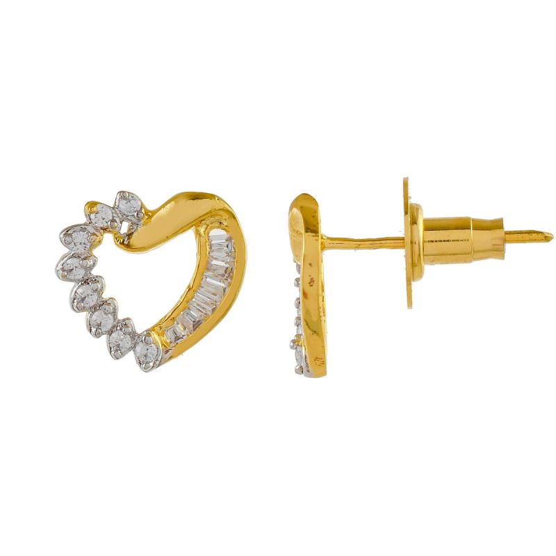 Oussum Women CZ White Cubic Zirconia Heart Shaped Stud Earrings Jewelry