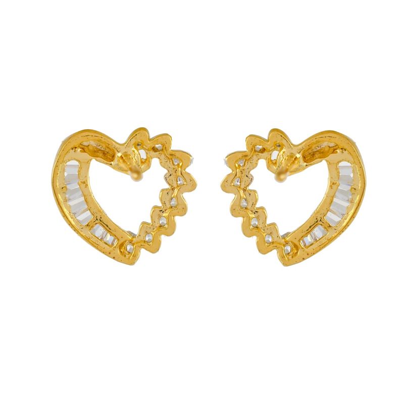Oussum Women CZ White Cubic Zirconia Heart Shaped Stud Earrings Jewelry