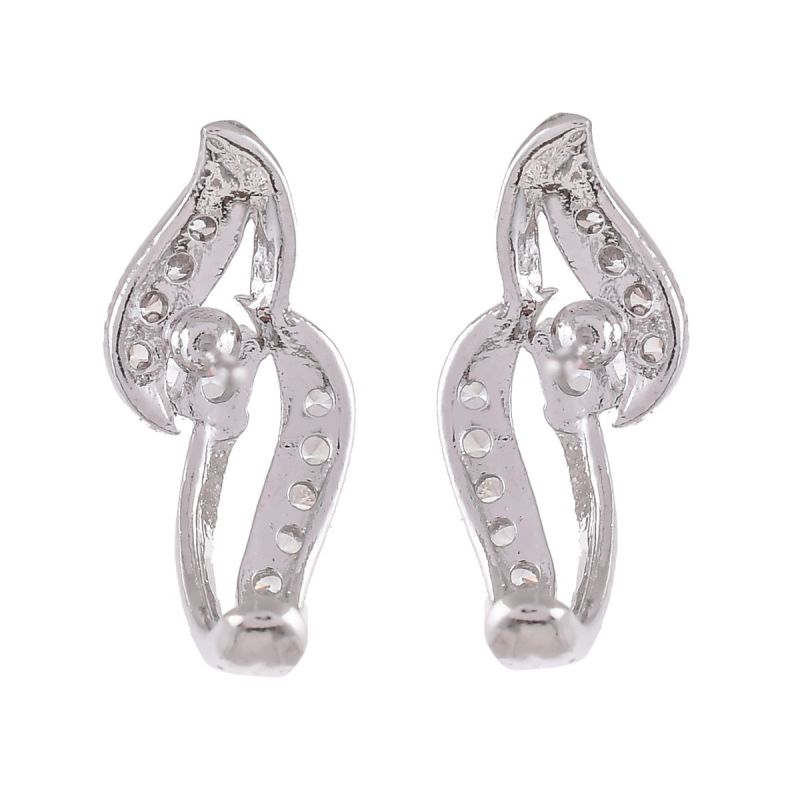 Oussum Women CZ White Cubic Zirconia Leaf Shape Stud Earrings Jewelry For Gift