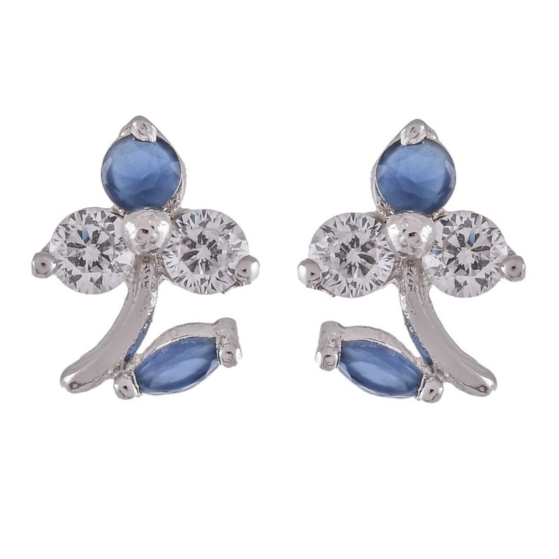 Oussum Women CZ White Cubic Zirconia Leaf Shaped Stud Earrings Jewelry