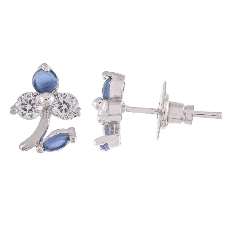 Oussum Women CZ White Cubic Zirconia Leaf Shaped Stud Earrings Jewelry