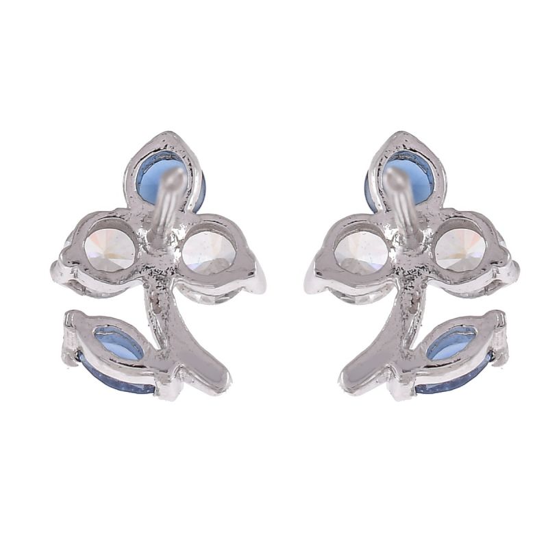 Oussum Women CZ White Cubic Zirconia Leaf Shaped Stud Earrings Jewelry