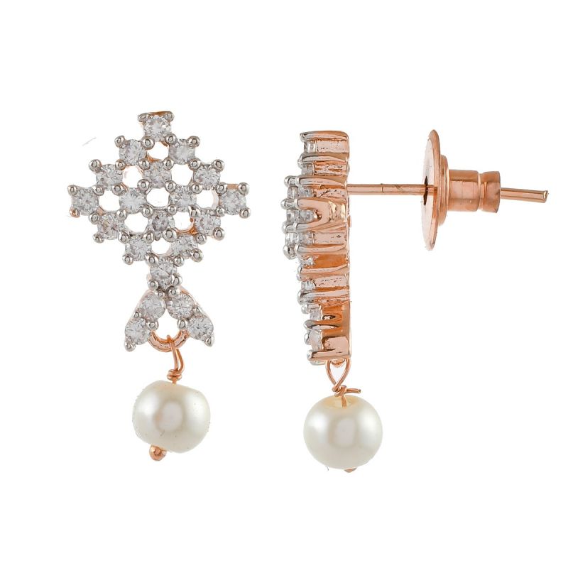 Oussum Women CZ White Cubic Zirconia Rhombus Shaped Stud Earrings Jewelry