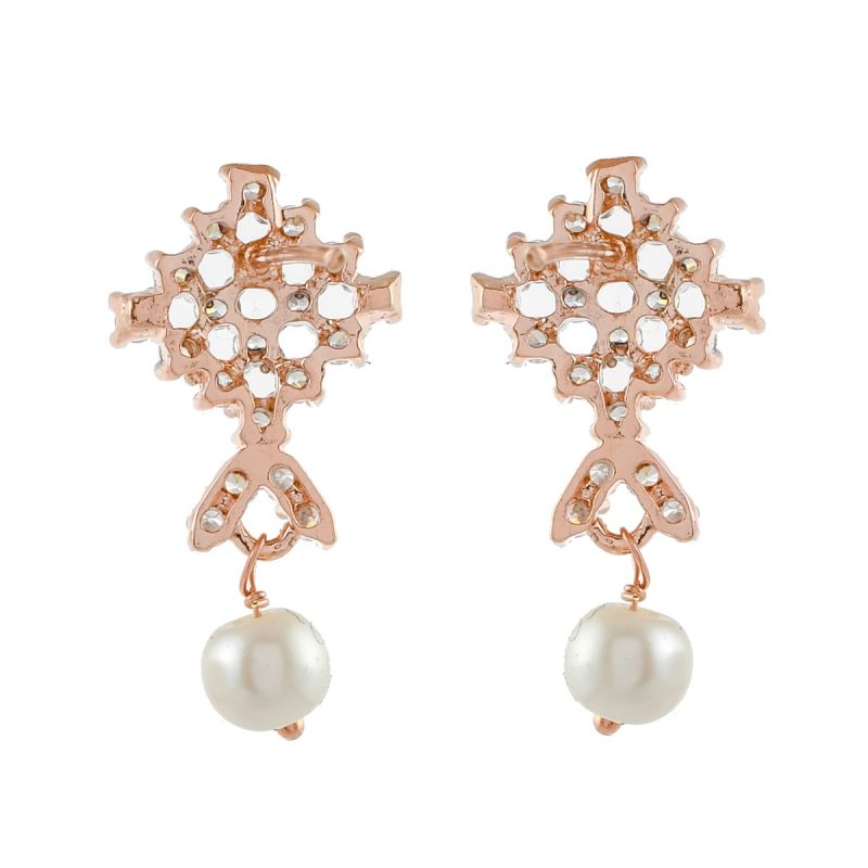 Oussum Women CZ White Cubic Zirconia Rhombus Shaped Stud Earrings Jewelry