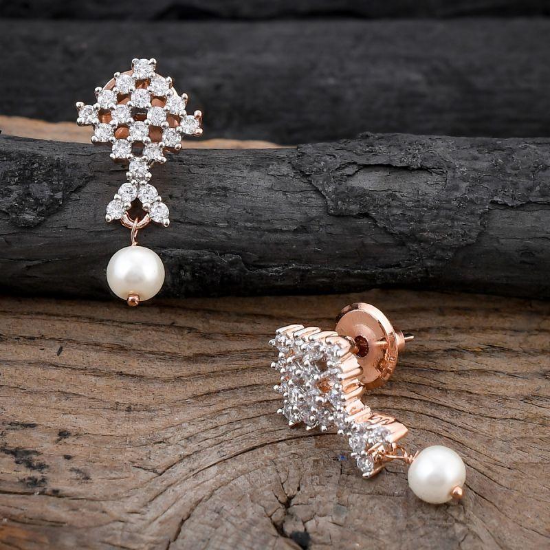 oussum Women CZ White Cubic Zirconia Rhombus Shaped Stud Earrings Jewelry