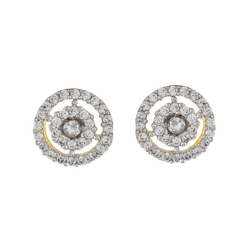 Oussum Women CZ White Cubic Zirconia Round Shape Stud Earrings Jewelry