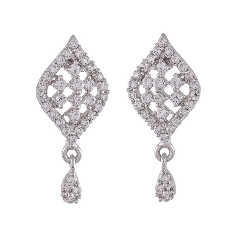 Oussum Women CZ White Cubic Zirconia Tear Drop Shape Stud Earrings Jewelry For Gift