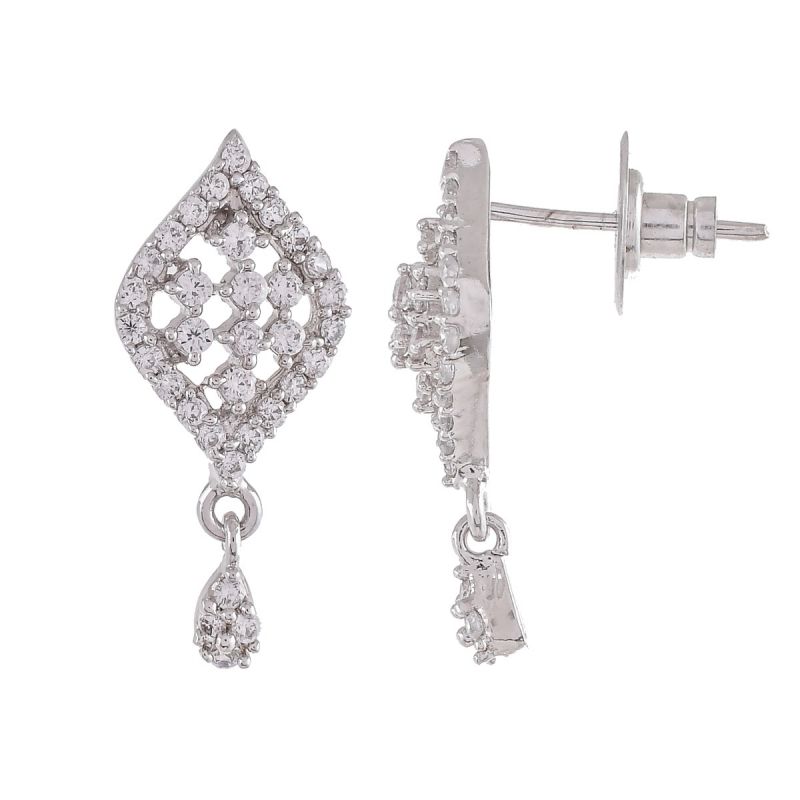 Oussum Women CZ White Cubic Zirconia Tear Drop Shape Stud Earrings Jewelry For Gift