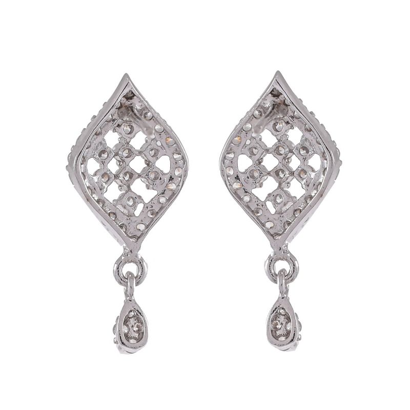 Oussum Women CZ White Cubic Zirconia Tear Drop Shape Stud Earrings Jewelry For Gift