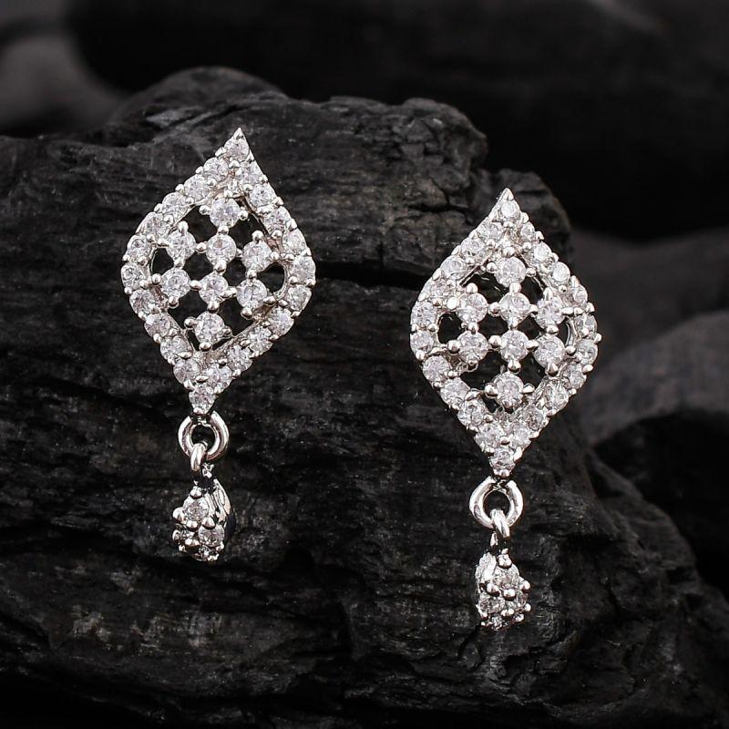 oussum Women CZ White Cubic Zirconia Tear Drop Shape Stud Earrings Jewelry for Gift