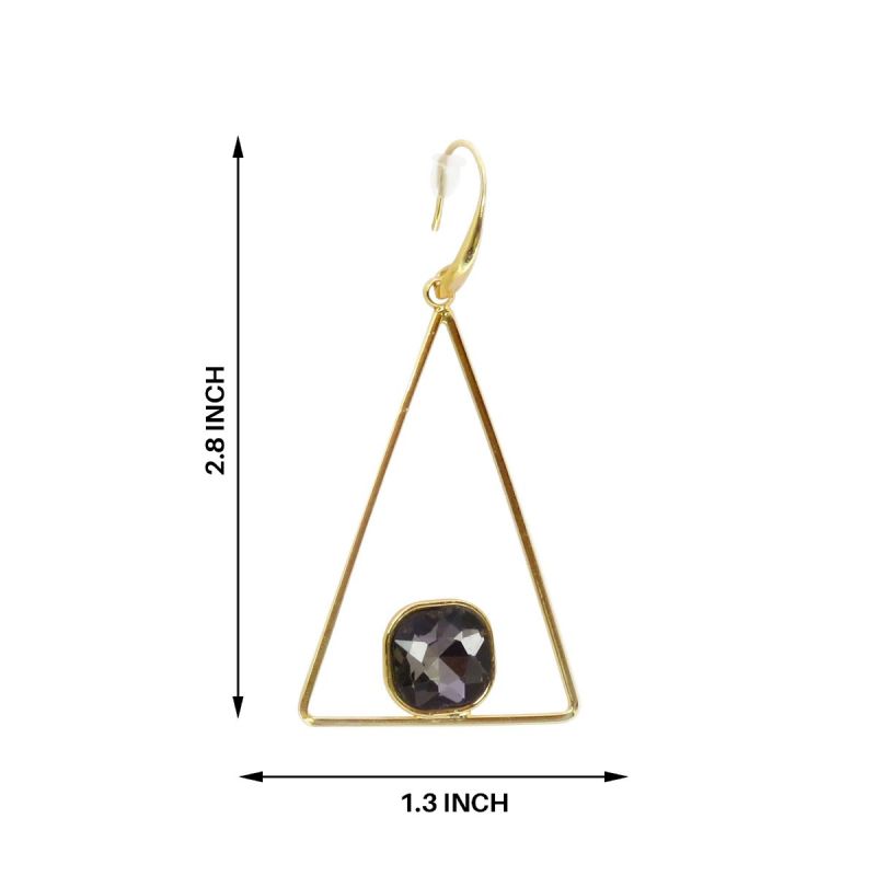 Oussum Women Dangle Earrings Triangle Shape Metal Stone Bohemian Ear Jewelry