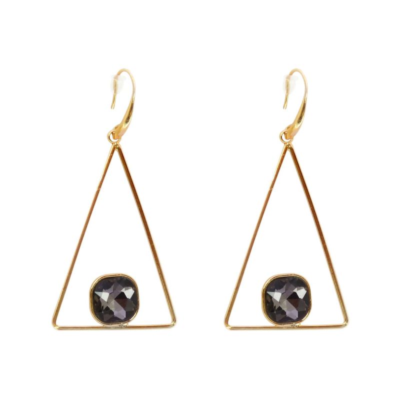 oussum Women Dangle Earrings Triangle Shape Metal Stone Bohemian Ear Jewelry