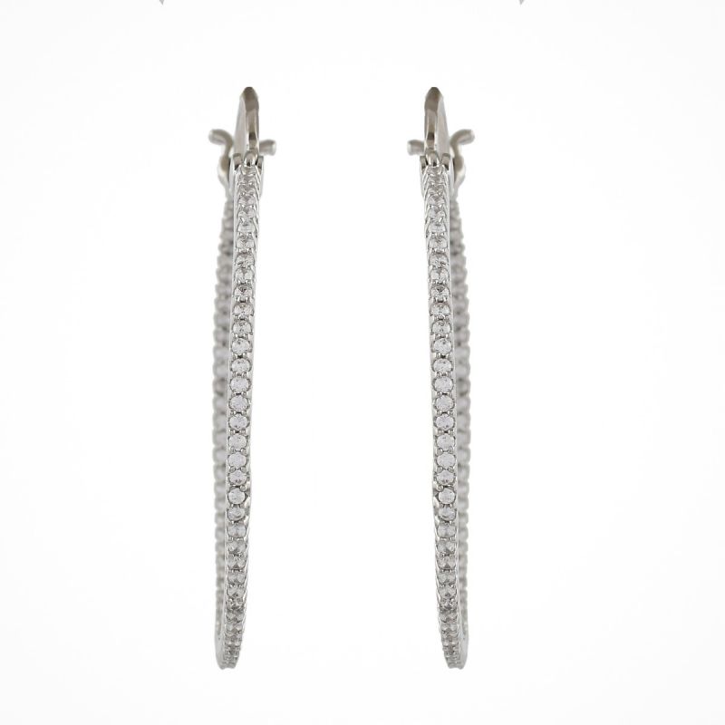 Oussum Women Design White Cubic Zirconia Oval Shape Earring Jewelry For Gift