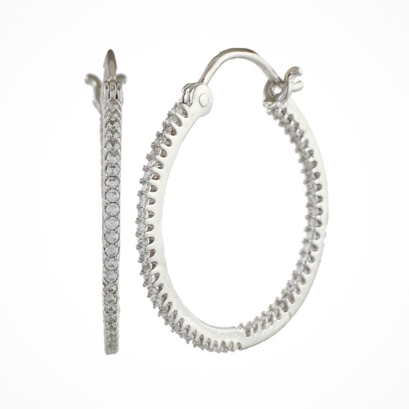 Oussum Women Elegant Design White Cubic Zirconia Oval Shape Earring Jewelry For Gift