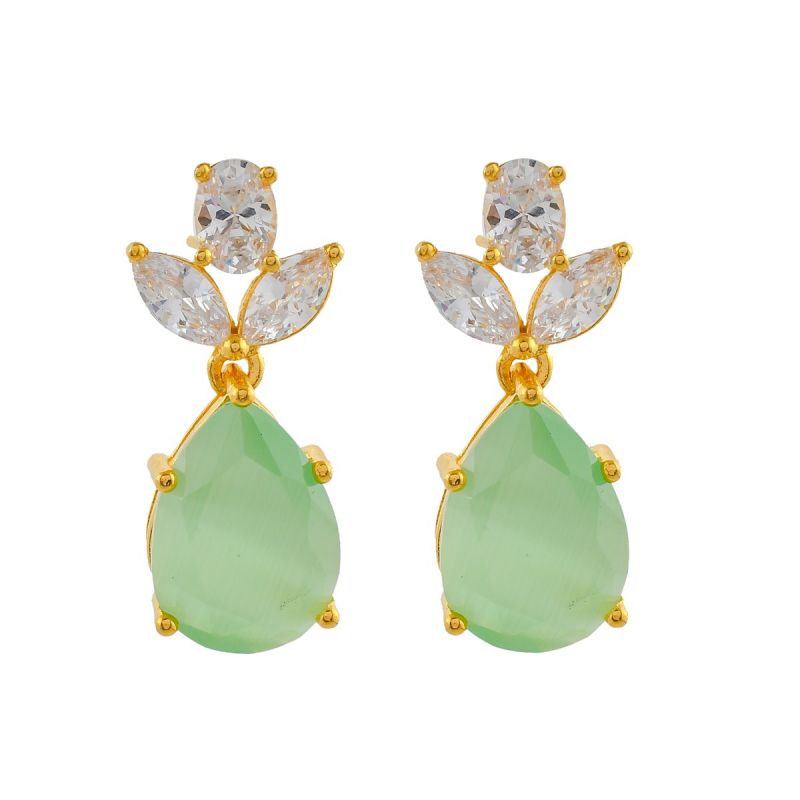 Oussum Women Elegant Design White Cubic Zirconia Pear Cut Drop Dangle Earring Jewelry