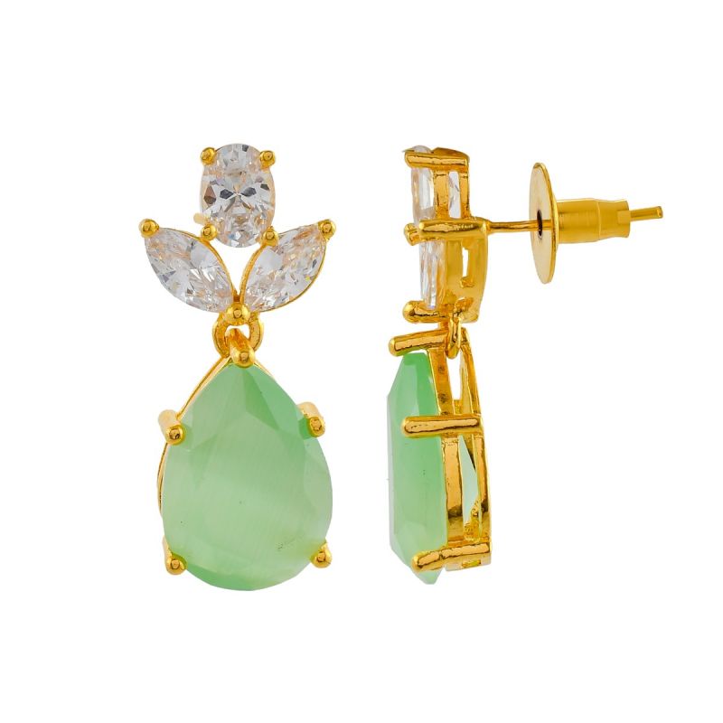 Oussum Women Elegant Design White Cubic Zirconia Pear Cut Drop Dangle Earring Jewelry