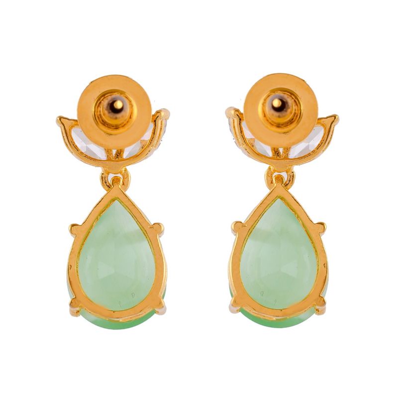 Oussum Women Elegant Design White Cubic Zirconia Pear Cut Drop Dangle Earring Jewelry