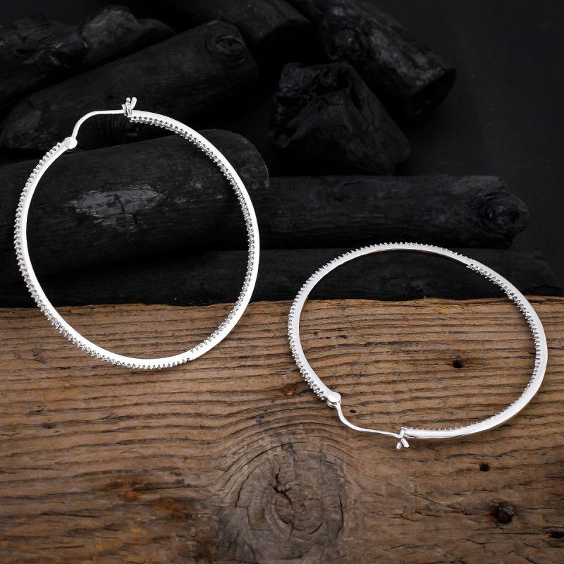 oussum Women Elegant White Cubic Zirconia Oval Shape Earring Jewelry For Gift