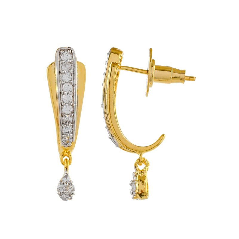 Oussum Women Elegant White CZ Earring Thick Hook Shape Drop Dangle Earrings Jewelry