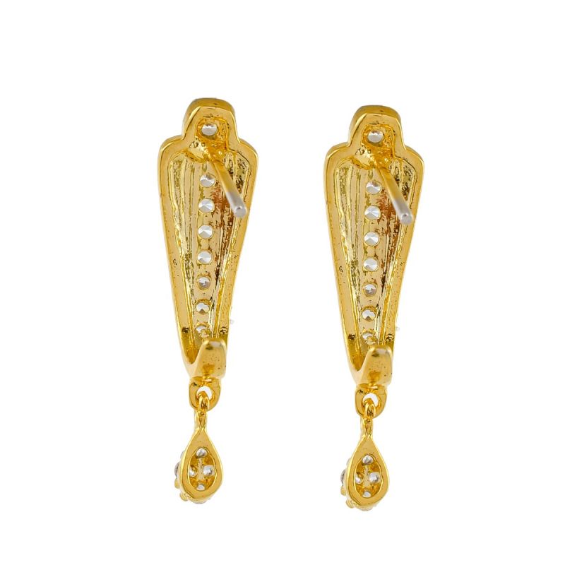 Oussum Women Elegant White CZ Earring Thick Hook Shape Drop Dangle Earrings Jewelry