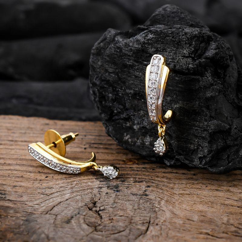 oussum Women Elegant White CZ Earring Thick Hook Shape Drop Dangle Earrings Jewelry