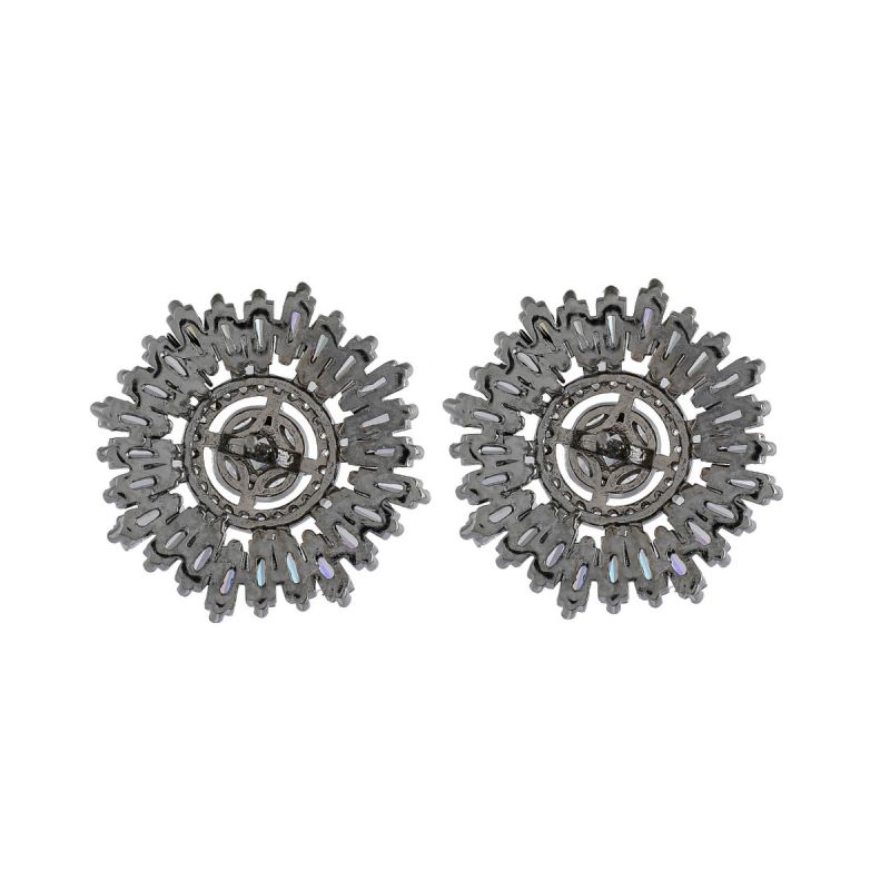 Oussum Women Fashion Brass Alloy Oval Buguette Cubic Zirconiac Stud Earring For Gift