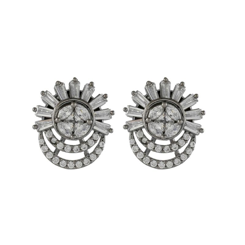 Oussum Women Fashion Princes Cut Oval Round Buguette Cubic Zirconia(CZ) Stud Earring For Gift