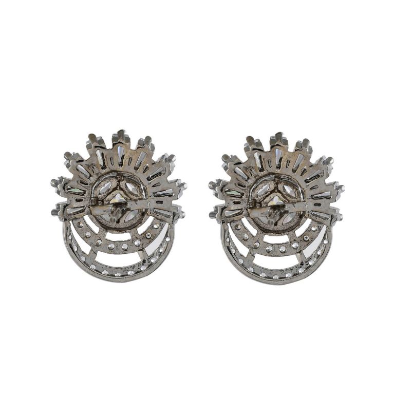 Oussum Women Fashion Princes Cut Oval Round Buguette Cubic Zirconia(CZ) Stud Earring For Gift